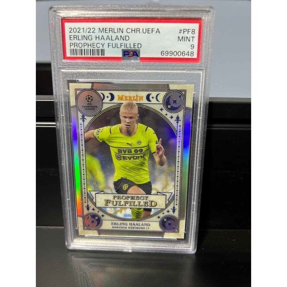 Topps 2021-22 Merlin Chrome Prophecy Fulfilled #PF-8 Haaland Dortmund PSA 9 - Picture 2 of 3